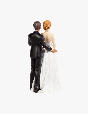 Chic Interracial Wedding Cake Topper