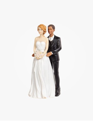 Chic Interracial Wedding Cake Topper