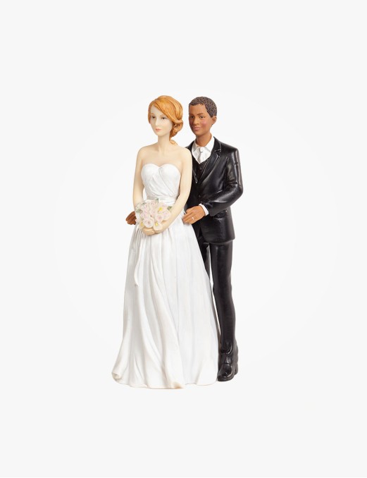 Chic Interracial Wedding Cake Topper