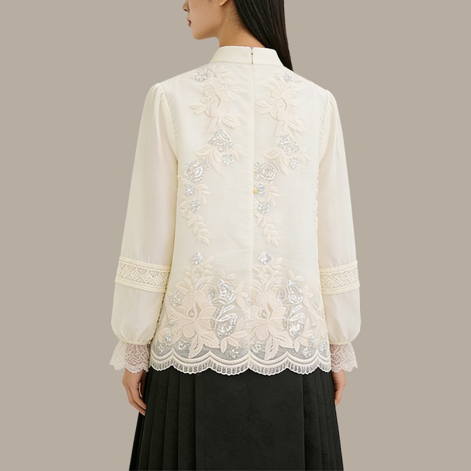 New-Style Chinese Embroidered Floral Top