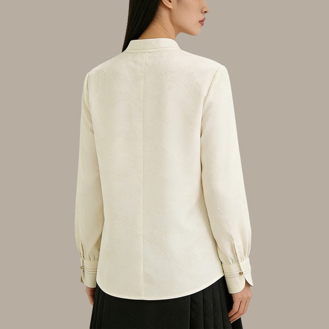 Round-Neck Top with Diagonal Chinese-Style Button Closure