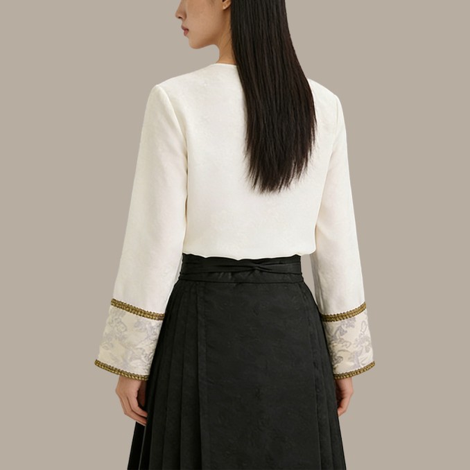 Stylish Jacquard Loose-Fit New Chinese-Style Top
