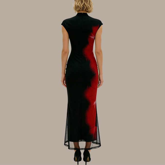 Retro Chinese-style color-blocked versatile cheongsam