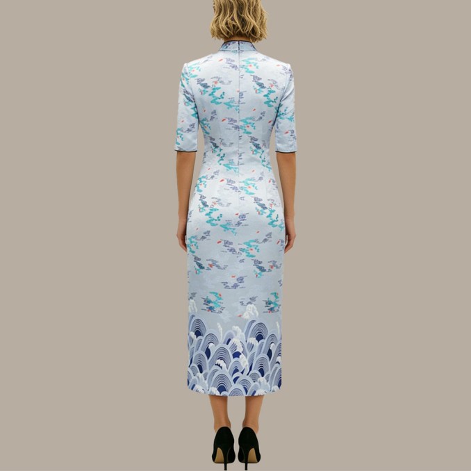High-quality elastic breathable side-slit cheongsam