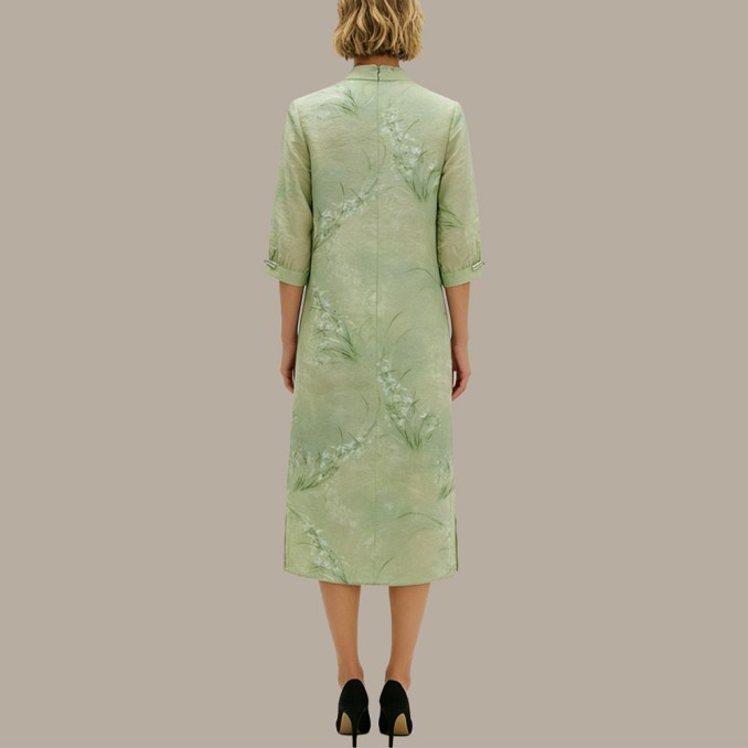 Stand-up collar button retro modified cheongsam