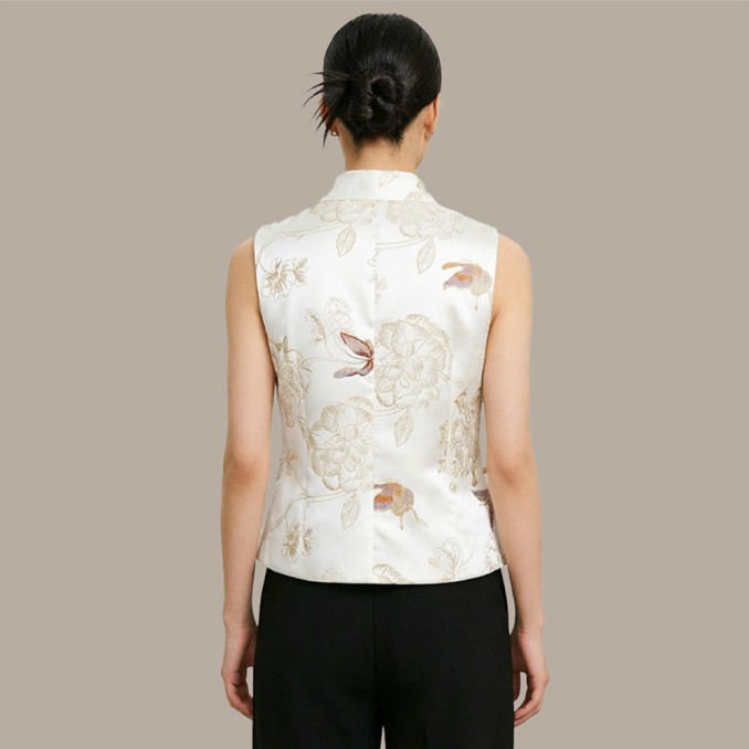 New Stylish Embroidered Stand-Collar Vest