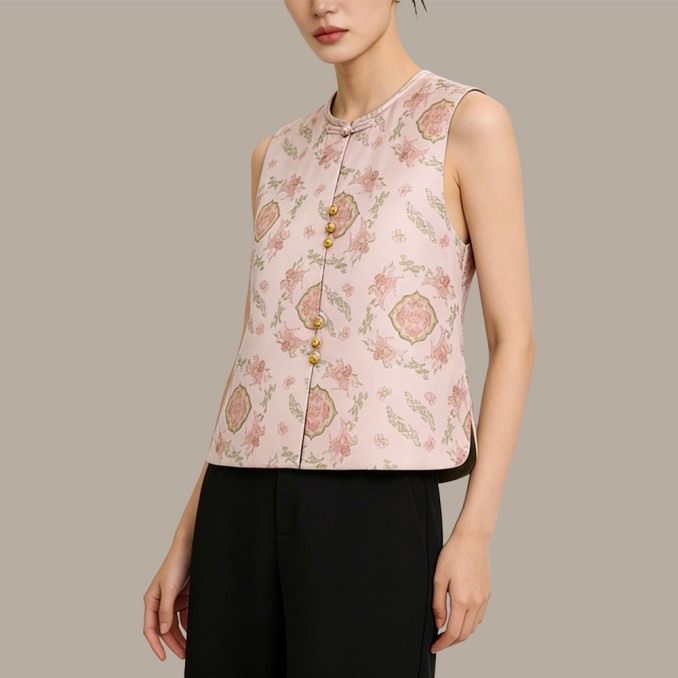 Retro Round-Neck Jacquard New Chinese-Style Vest