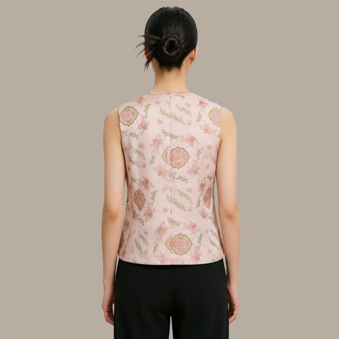 Retro Round-Neck Jacquard New Chinese-Style Vest