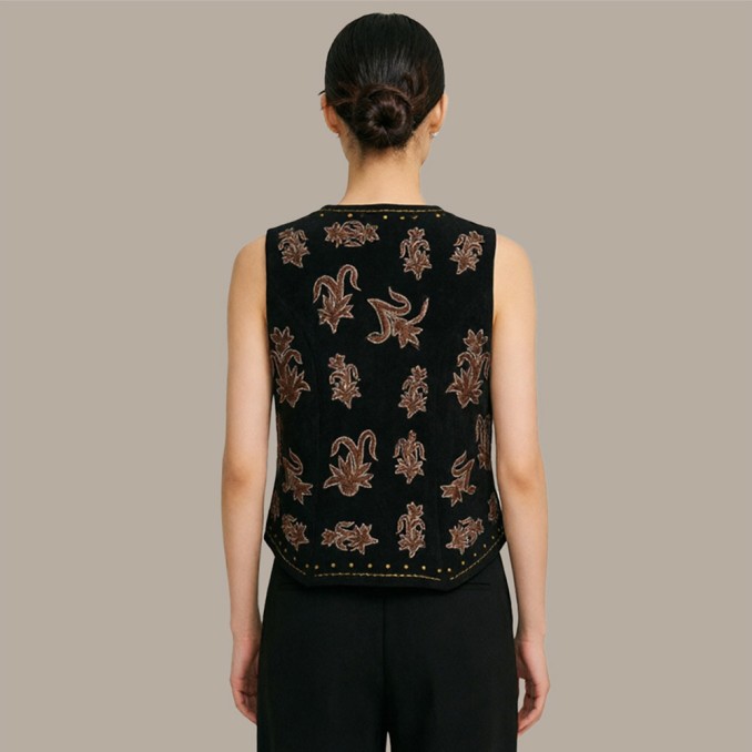 V-Neck Casual Polyester Tie-Waist Vest