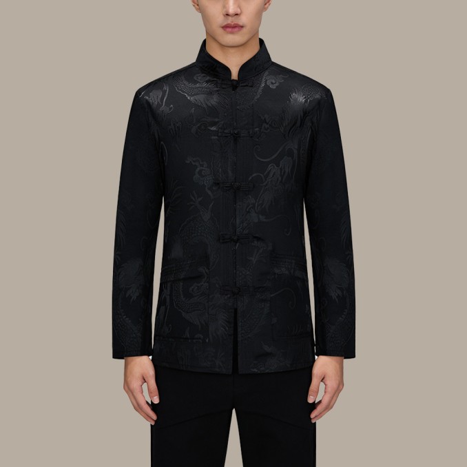 Men's Floral Long-Sleeve Top with Button Closure