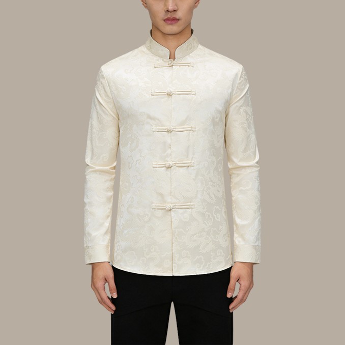Shrink-Resistant Chinese-Style Top with Stand Collar