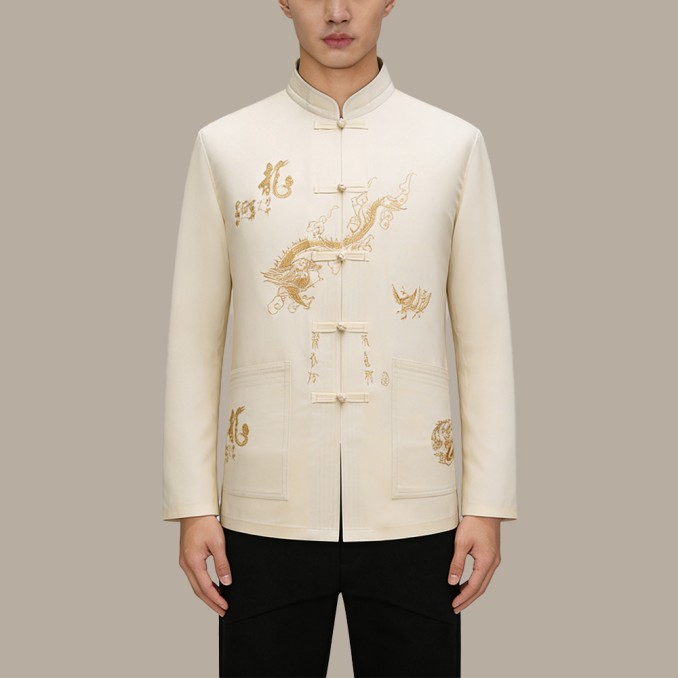 Embroidered Turn-down Collar Single-breasted Chinese-style Top