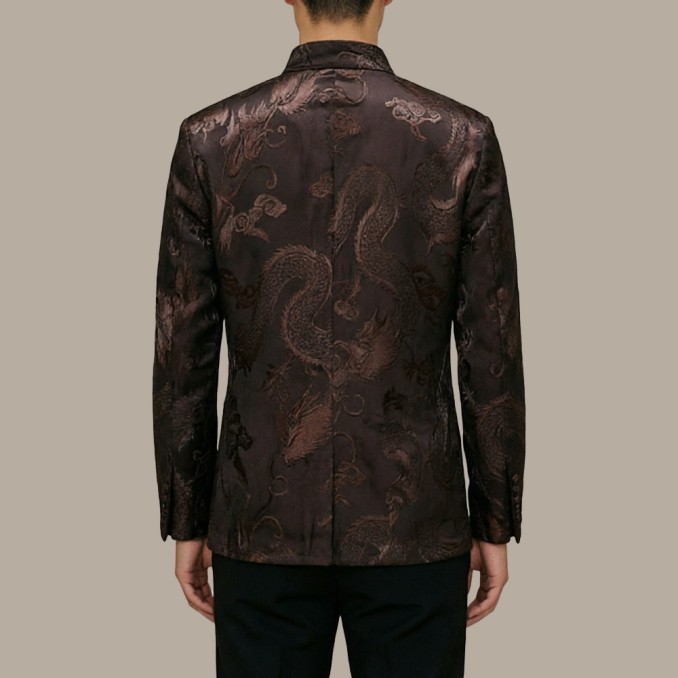Chinese-Style Embroidered Single-Breasted Top with Stand Collar