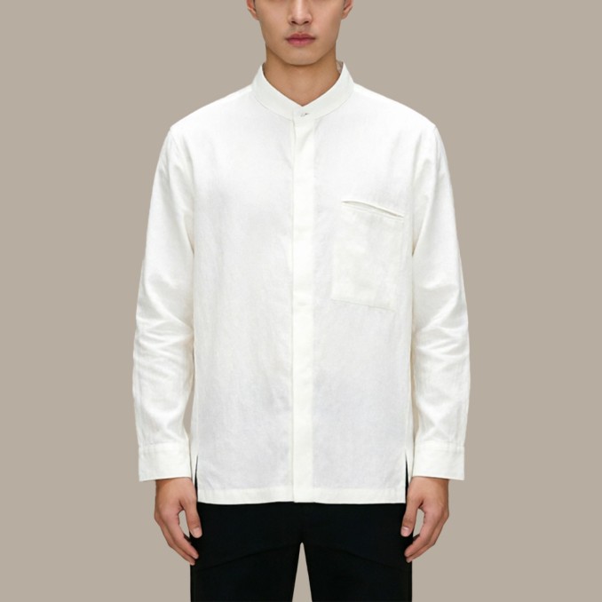 Minimalist Chinese-Style Anti-Bacterial Stand-Collar Top