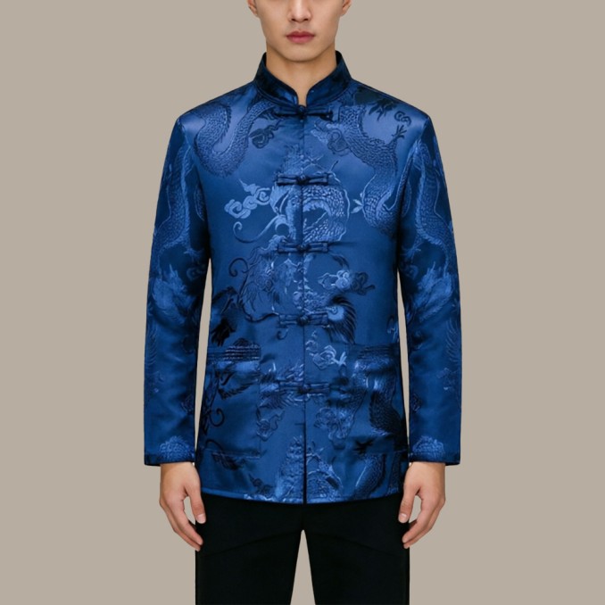 Breathable Stand-Collar Top with Handmade Knot Buttons