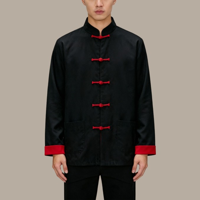 Cotton Chinese-Style Top with Stand Collar