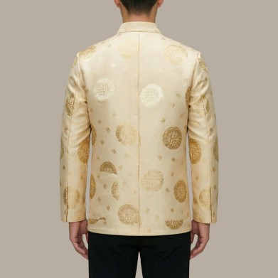 Men's Embroidered Single-Breasted Stand-Collar Top