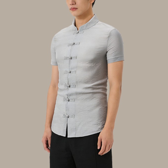 Stand-Collar Single-Breasted Breathable Tang Suit Top