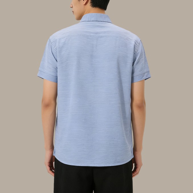 Men's Loose-Fit Short-Sleeve Top with Stand Collar