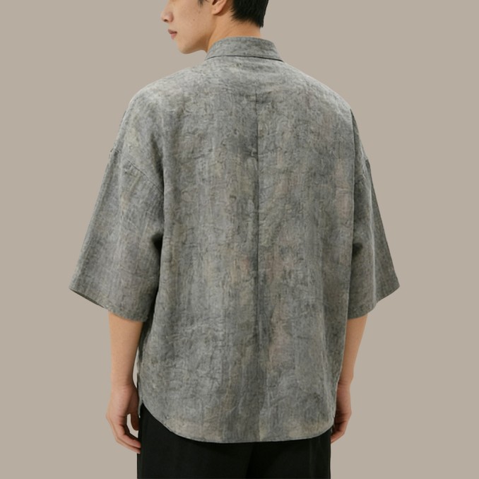 V-Neck Short-Sleeve Top with Button Closure