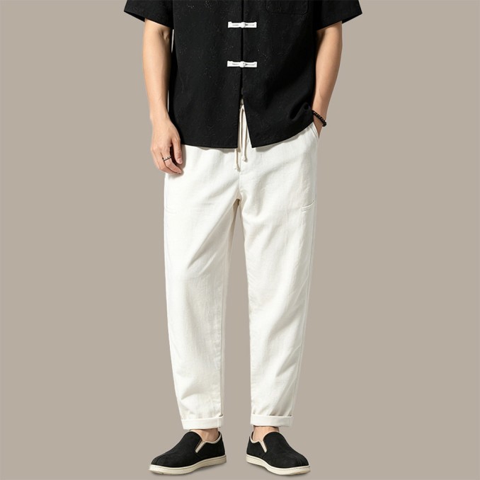 Men's Pure Cotton Breathable Straight-Leg Trousers