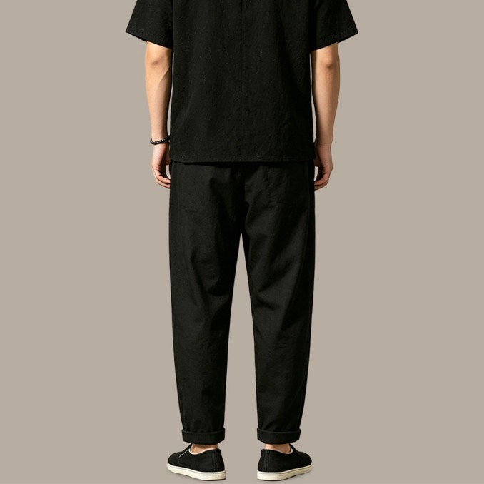 Straight-Leg Wrinkle-Resistant Linen Casual Trousers