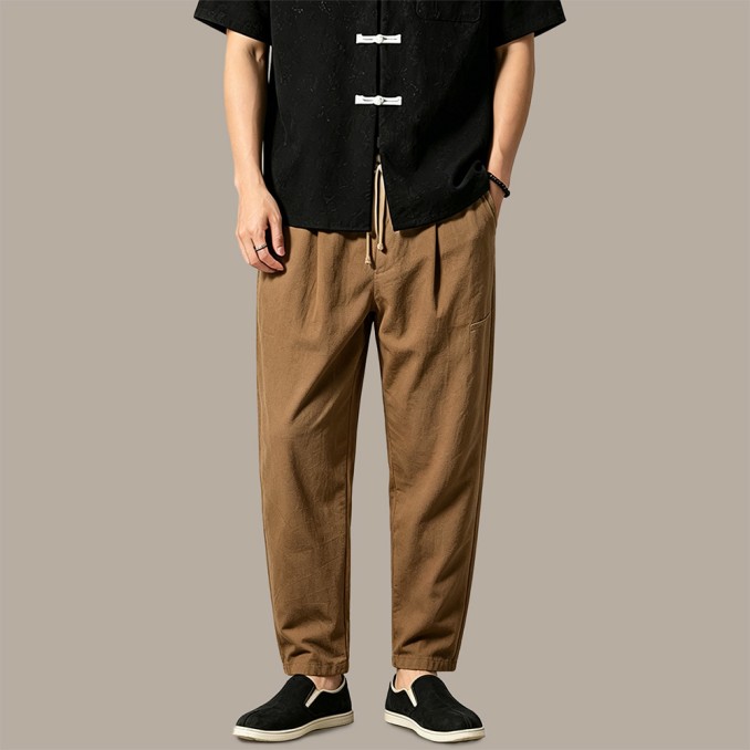 Men's Straight-Leg Breathable Trousers with Zippers