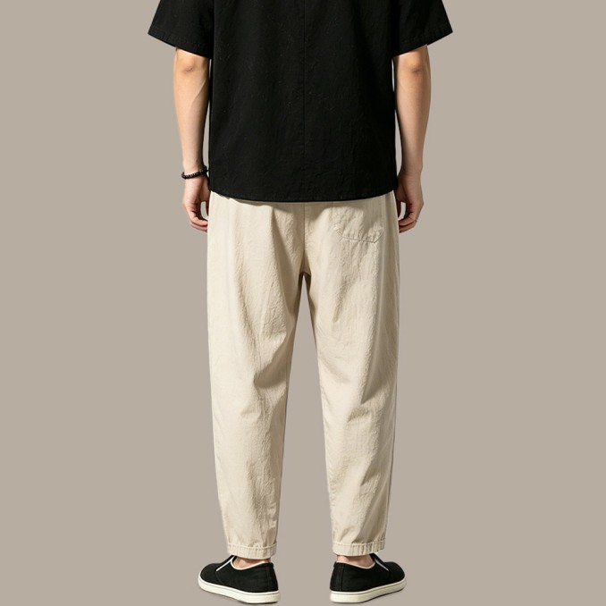 Lightweight Straight-Leg Trousers with Zip Fly