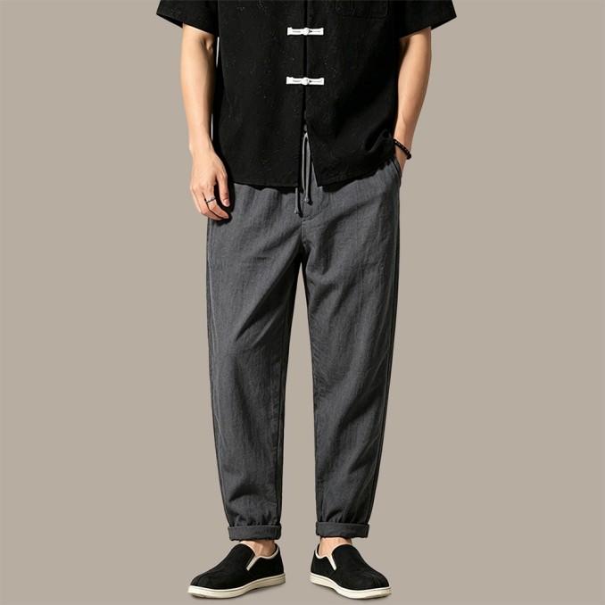 Men's Breathable Woven Linen Trousers