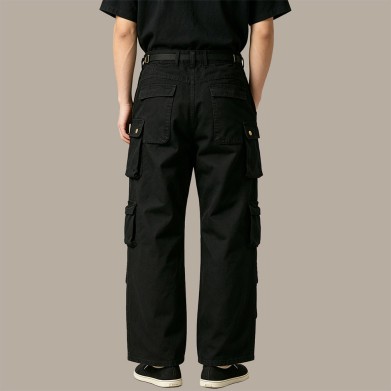 Pure Cotton Wrinkle-Resistant Straight-Leg Multi-Pocket Cargo Pants