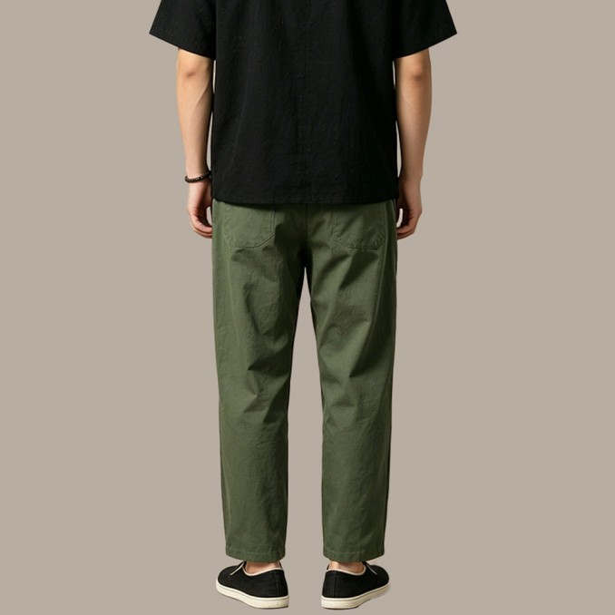 Men's High-Waisted Wrinkle-Resistant Linen Twill Trousers